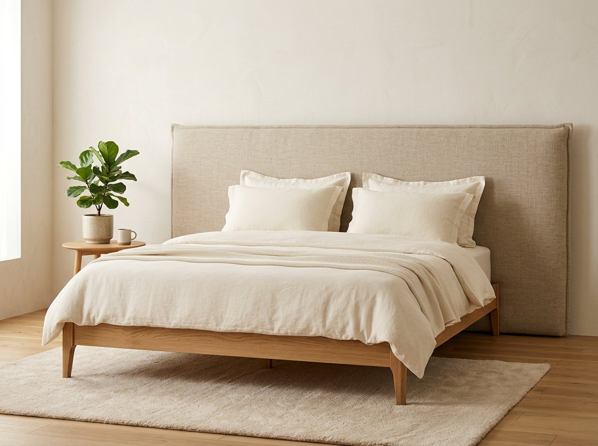 Linen Headboard Bed