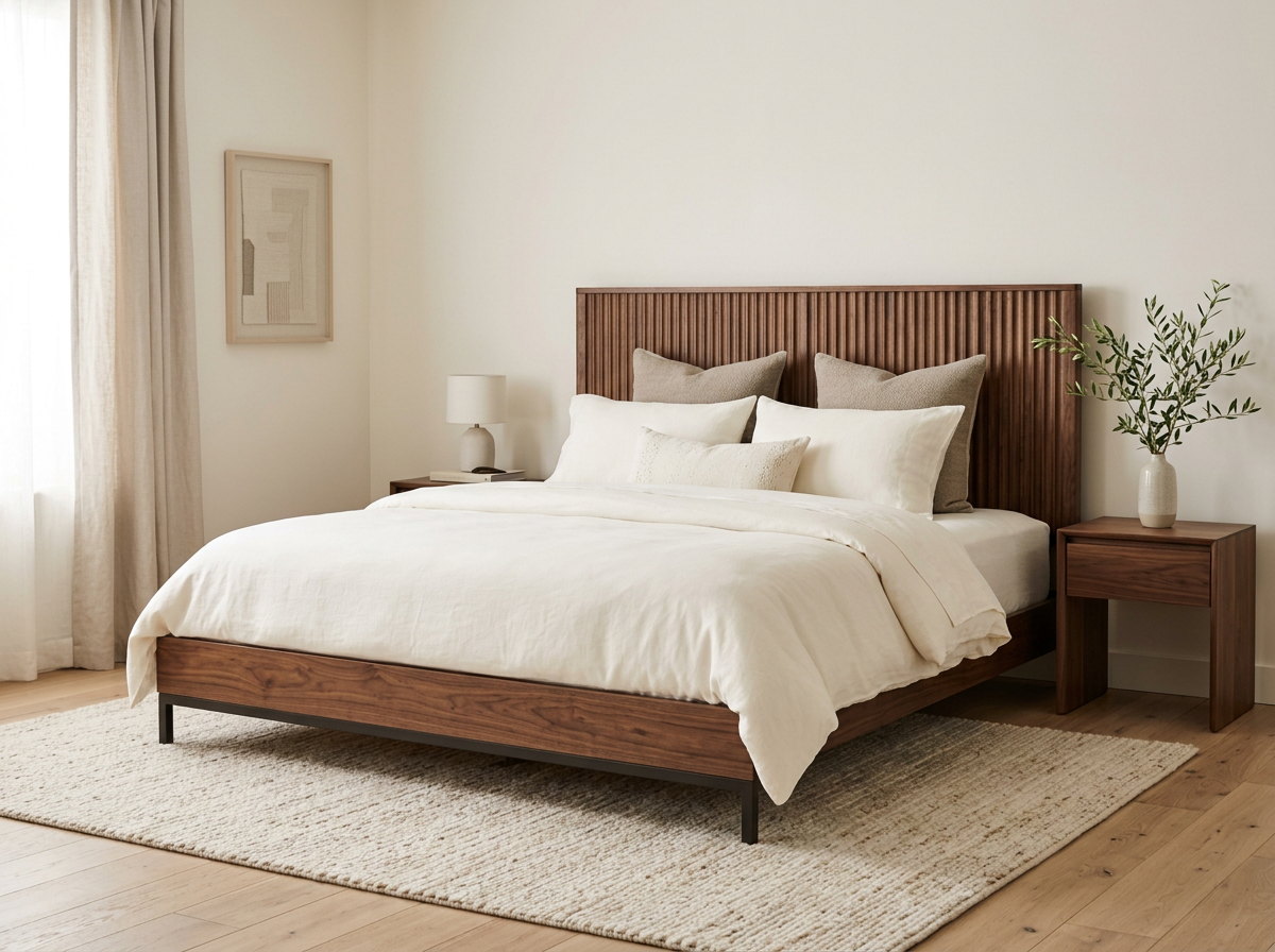 Walnut Panel Bed