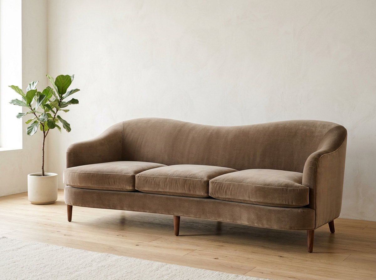 Curved Velvet Sofa